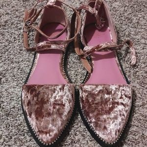 Pink Velvet Free People Flats